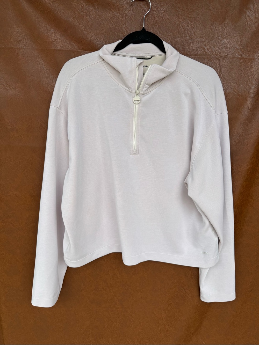prAna Womens XL Cream Oatmeal Quarter Zip Pullover Boxy Relaxed Athleisure